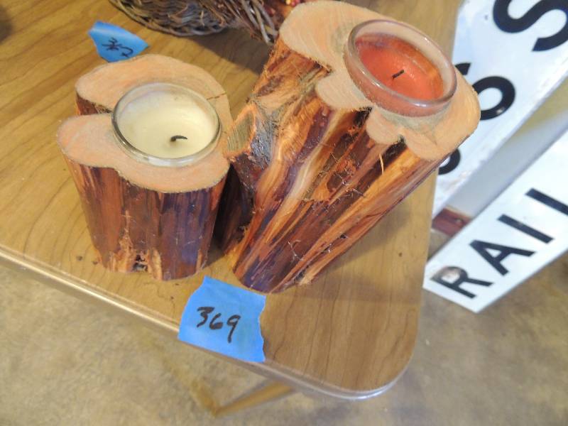 lot 369 image: 2 cedar POST  CANDLEHOLDERS