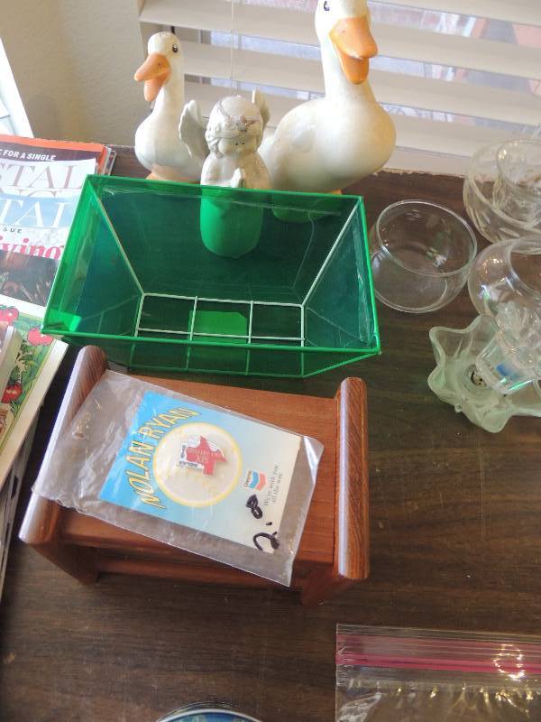 lot 379 image: Xmas tins, wooden displayer snow globe and more