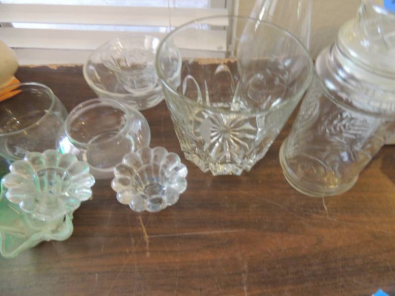 lot 381 image: CANDLE HOLDERS X 2  CANDY DISHES X 4  AND MORE