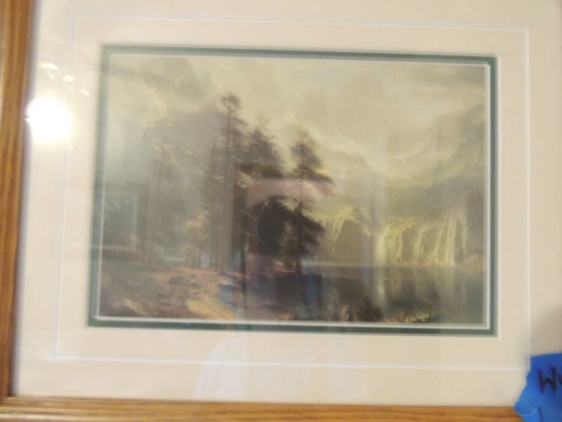 lot 403 image: 16 x 12 Mountain Lake and Forest picture. Artist unknown