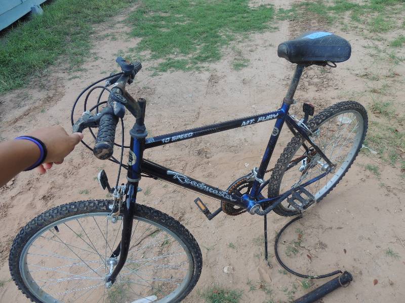 lot 510 image: MT Furry 10 speed bike x 2  -  1 purple and one blue with tire pump