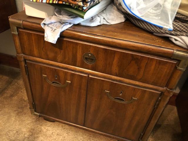 lot 435 image: DREXEL -2 matching end tables  with one drawer 62x16x63