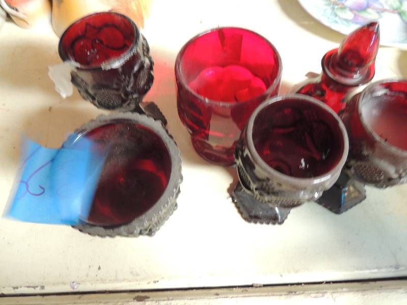 lot 379 image: RUBY RED stemmed glasses(3) yogurt cup