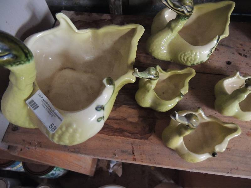 lot 58 image: Green swans x 5