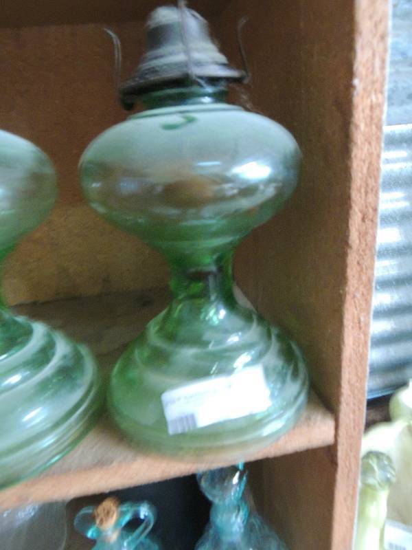 lot 61 image: 2 green oil lanterns