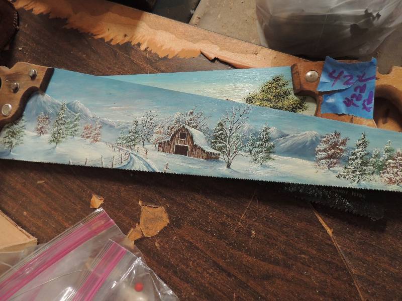 lot 422 image: 2 hand painted saws