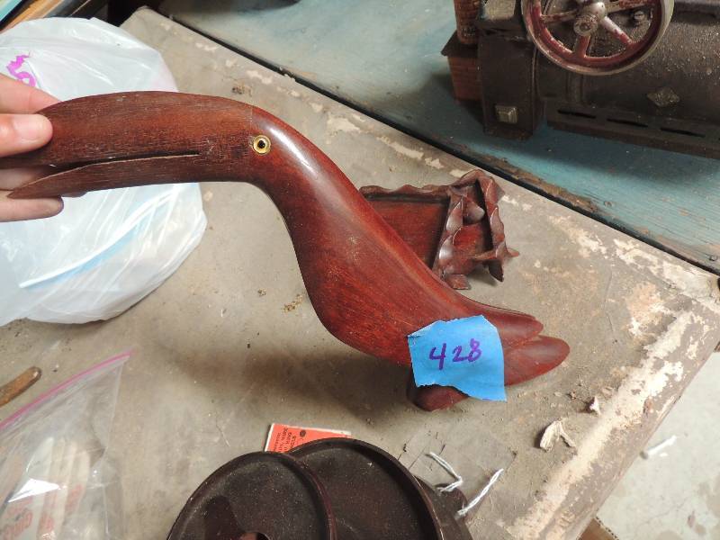 lot 428 image: Wooden doll stand, Toucan bird and mini tables