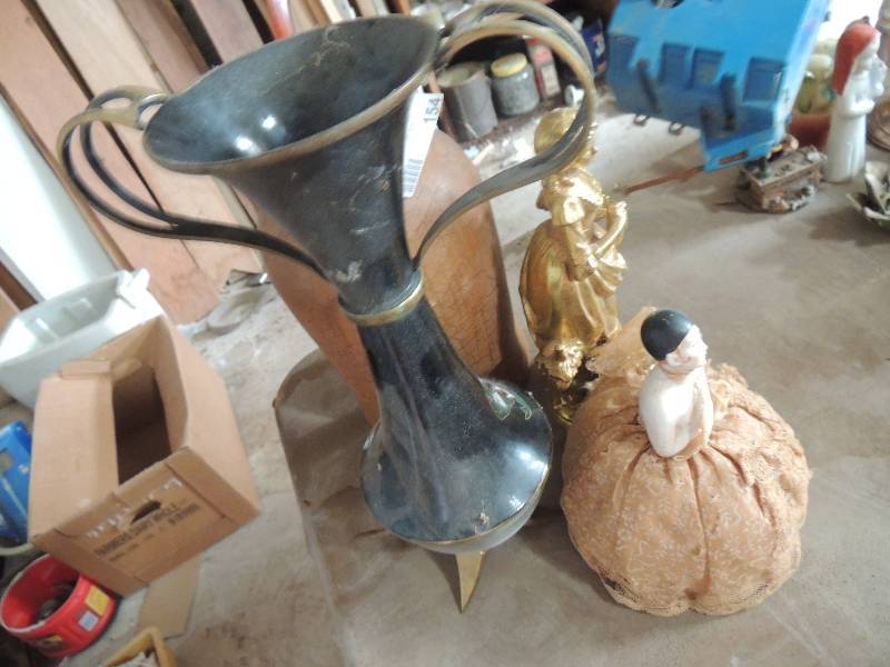 lot 154 image: Porcelain jug with cork top, Japanese vase gold lady and her rabbit