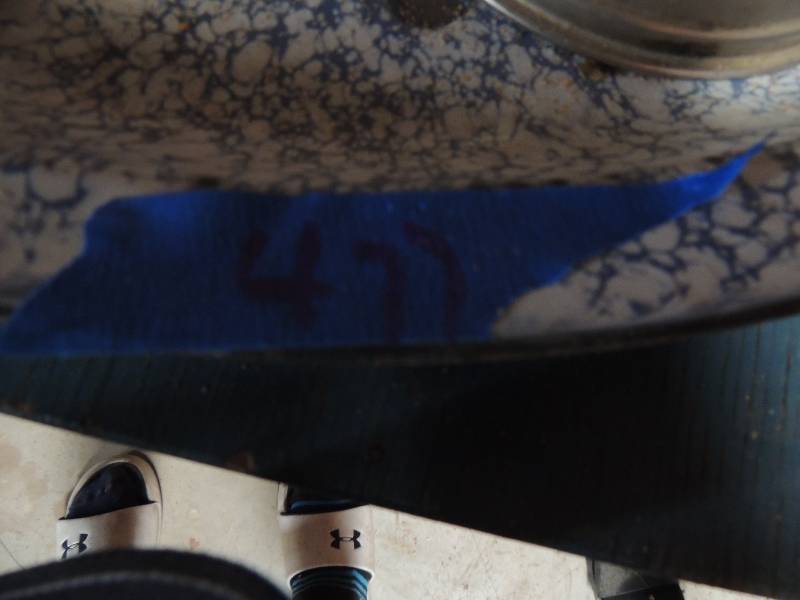 lot 477 image: Wick oil lamp marble blue pattern