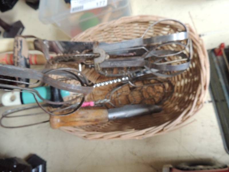 lot 176 image: Basket of vintage HAND  mixers