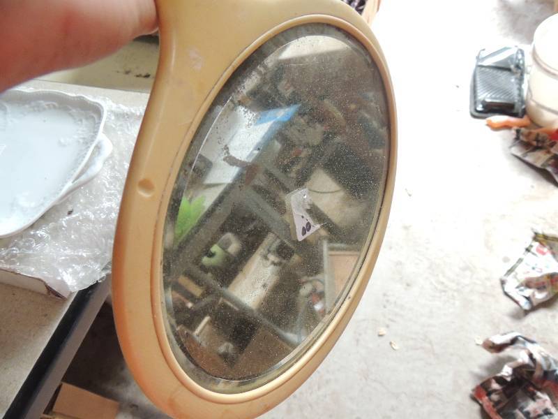 lot 196 image: Bakelite hand held mirror and 3 wall wooden hangers