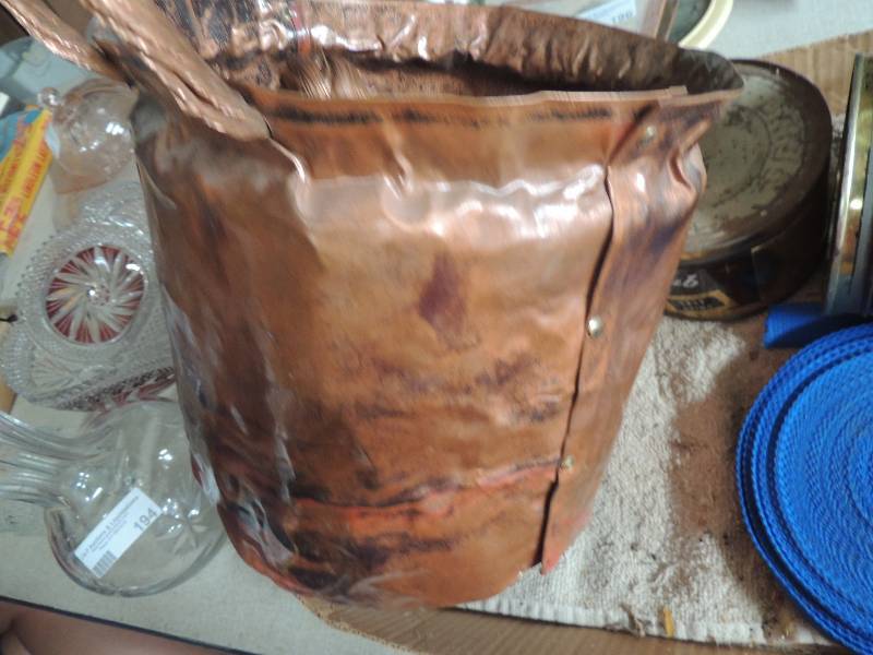 lot 197 image: Copper Bucket by Rita Celato and 2 Maryland Club Coffee Cams