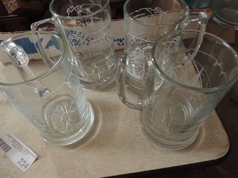 lot 234 image: Shot glasses and wine glasses  along with boat mugs
