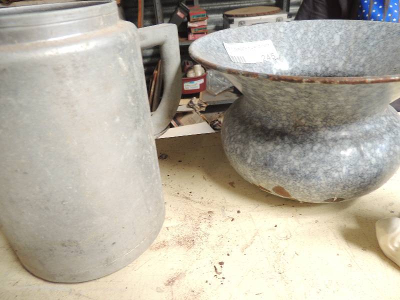lot 245 image: Enamelware SPITUNE and aluminum coffee pot