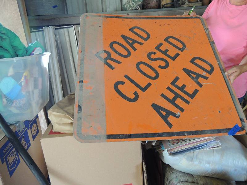 lot 609 image: Road closed ahead sign  30x30