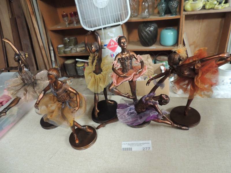 lot 277 image: 6 African wooden dolls and an old chase& Sanborn can