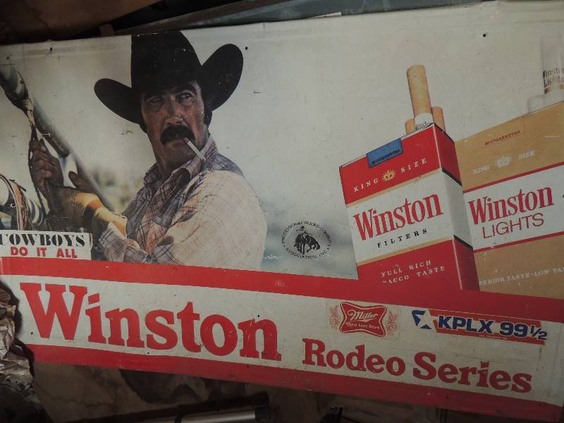 lot 291 image: Metal Winston cigarette sign  APPROX 3 X 5 FT