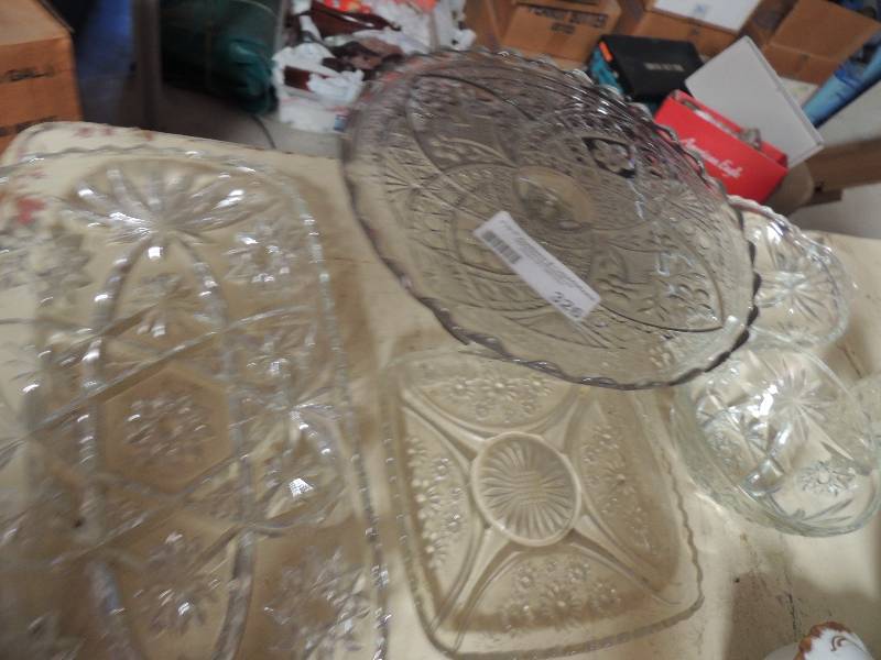lot 326 image: Cake stand, pie plate, bowl and milk canister