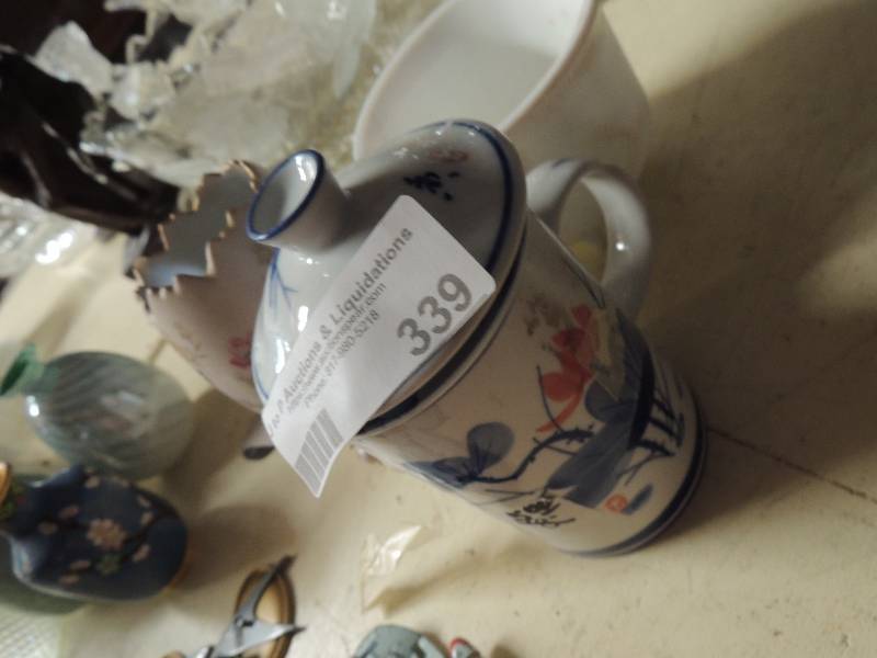 lot 339 image: World Market Japanese tea maker and cracked egg vase