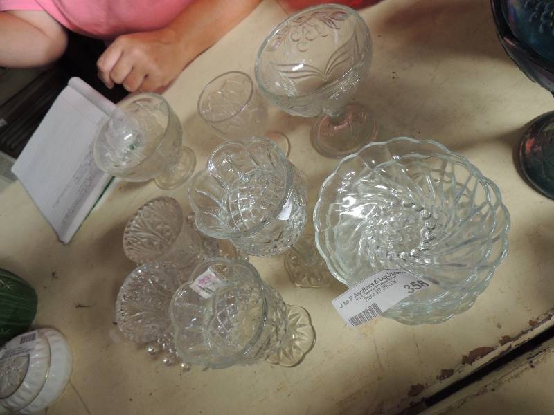 lot 358 image: 3 sherbet glasses, 5 candle holders, and 7 bowls