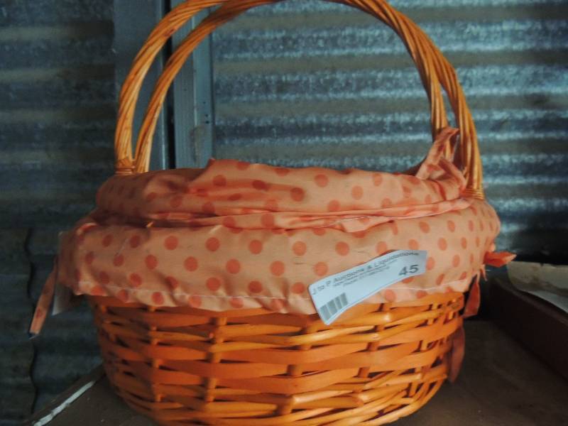 lot 45 image: 2 orange wicker baskets