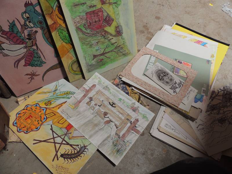 lot 439 image: Lot of drawings on canvas board ( can be gessoes over)