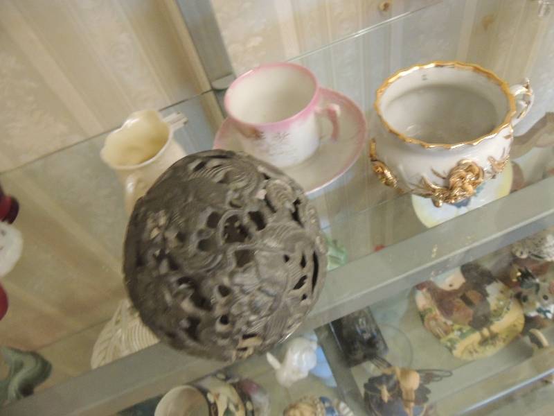 lot 40 image: Pink and white ceramic tea cup saucer vintage rose cup germanbeleek mug