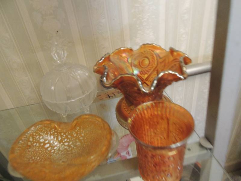 lot 41 image: Carnival glass bowl and cup