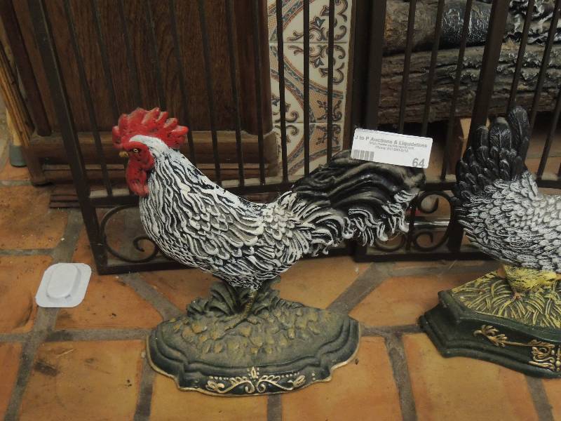 lot 64 image: 3 heavy rooster stands