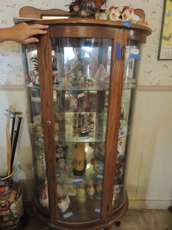 5 Ft Tall Curio Cabinet 3 Glass Shelves Curved Front No Contents