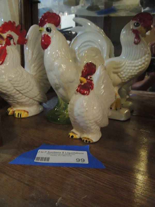 lot 99 image: Family of 4 matching roosters