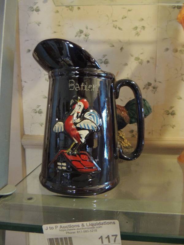 lot 117 image: Batter PITCHER W Rooster, Chicken Candle