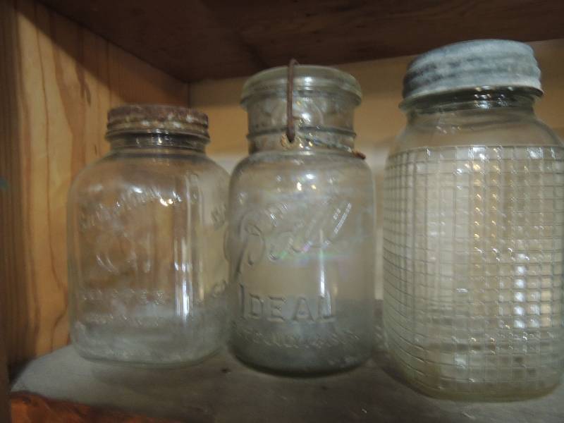 lot 156 image: Ball mason jars x 6 with lids silver mood coffee jars