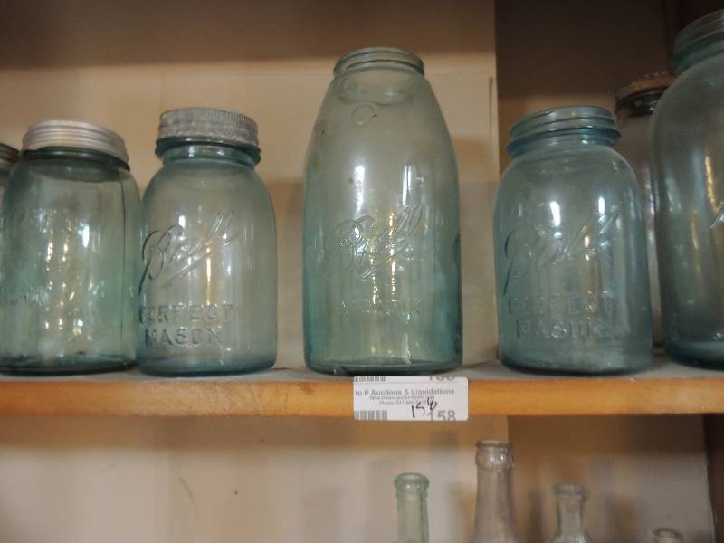 lot 158 image: Blue ball jars x6