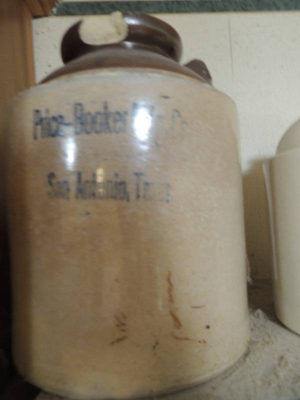 lot 161 image: Price Booker mfg.co. San Antonio 2 gal jug ceramic cooler covers