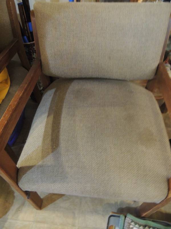 lot 176 image: 2 CUSHIONED Chairs wood frame