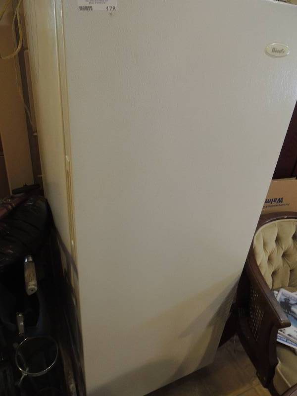 lot 178 image: Woods UPRIGHT  deep freezer size 5 feet x 2 feet 24 deep