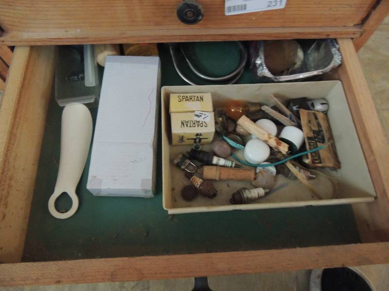 lot 230 image: Misc. tools, sparkplugs light bulbs etc.