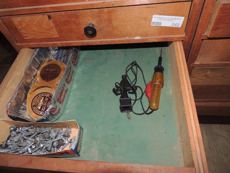 lot 241 image: Oregon myrtle wood screws and fuse tester