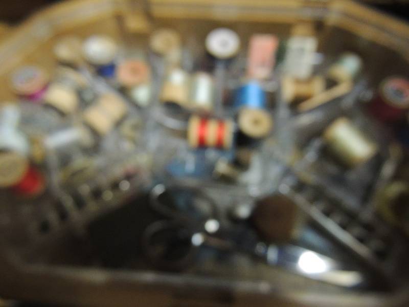 lot 272 image: Sewing box with needles and thread