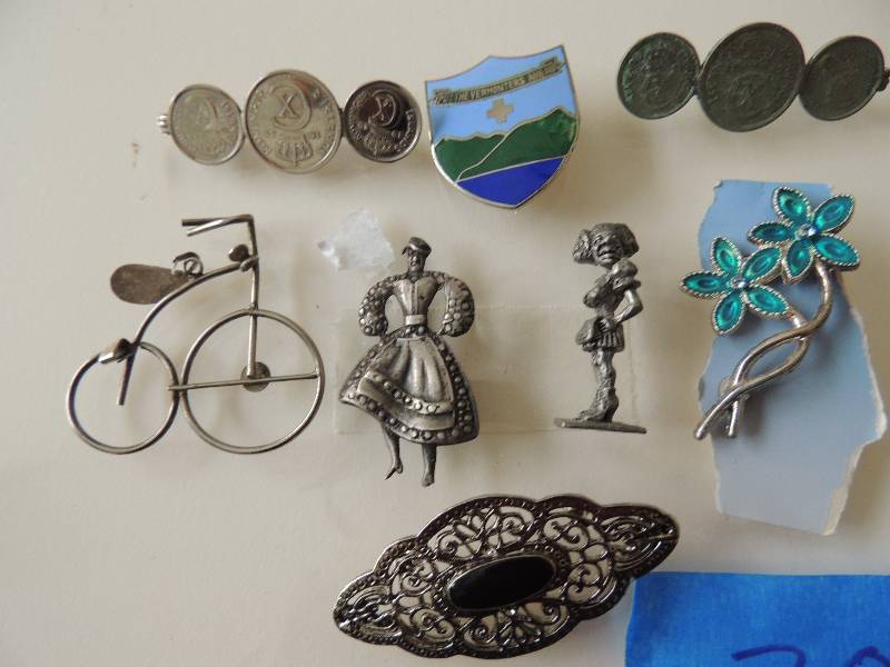 lot 384 image: 8 piece bike charm pewter girl coin pins and more