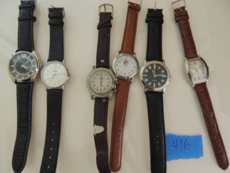 lot 416 image: 6 watches inel, american legion, timex monette unknown working condition