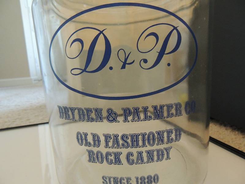 lot 424 image: COVER CANDY JAR ( 2 GAL.)  DRYDEN & PALMER OLD FASHION  ROCK CANDY