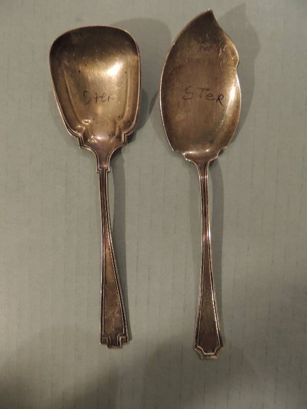 lot 436 image: 2 STERLING SILVER  SPOONS