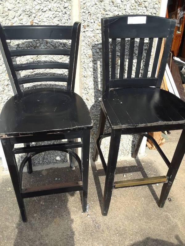 lot 19 image: TWO BLACK WOOD BAR CHAIRS