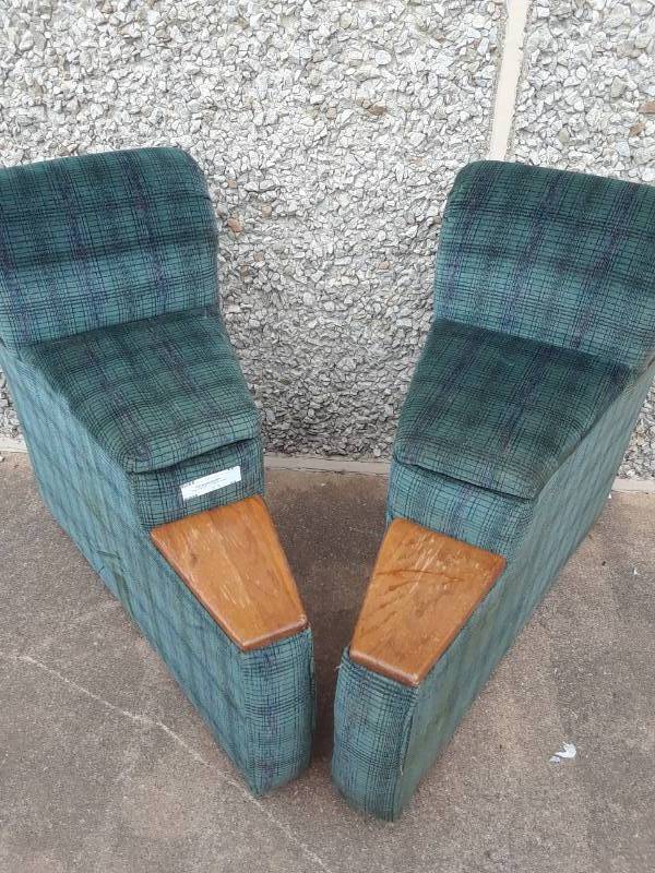 lot 22 image: UNIQUE CORNER PIE SHAPED CHAIRS