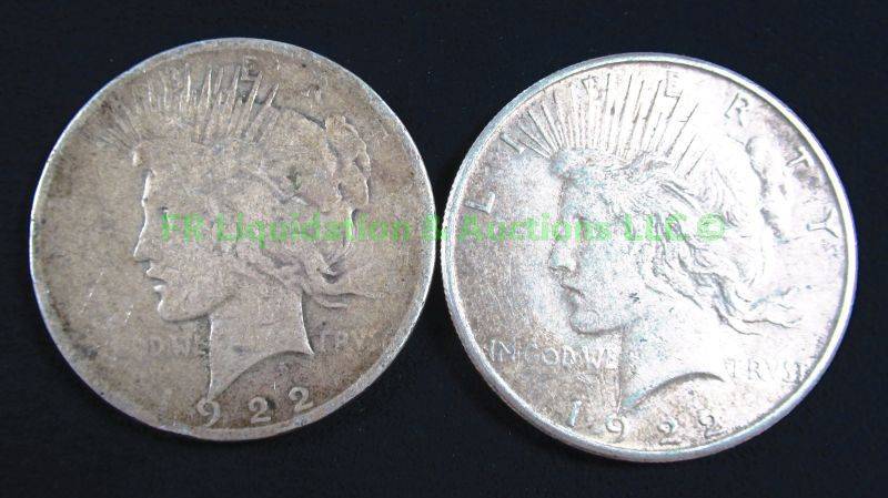 lot 11 image: Silver 1922 Peace dollars