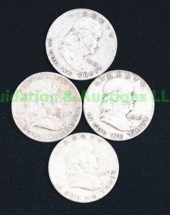 lot 13 image: Silver 1949 Franklin half dollars