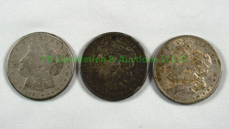 lot 40 image: Silver 1921 Morgan dollars
