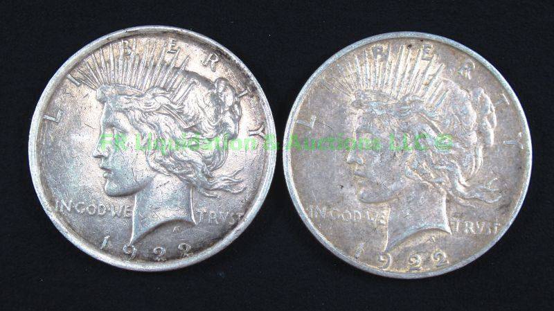 lot 44 image: Silver 1922 Peace dollars